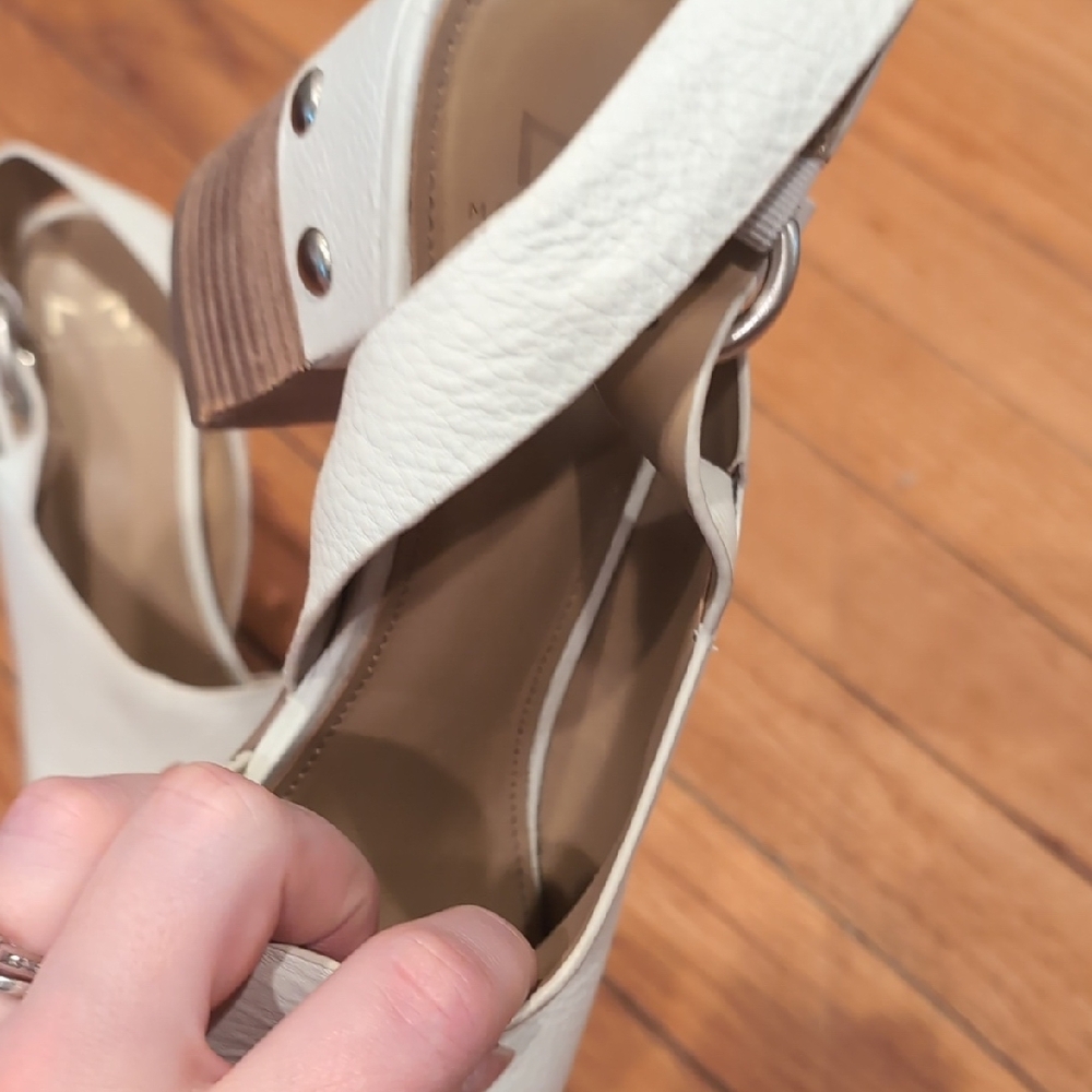 Marc Fisher Cream Peep Toe Slingback Sandals - Picture 9 of 11
